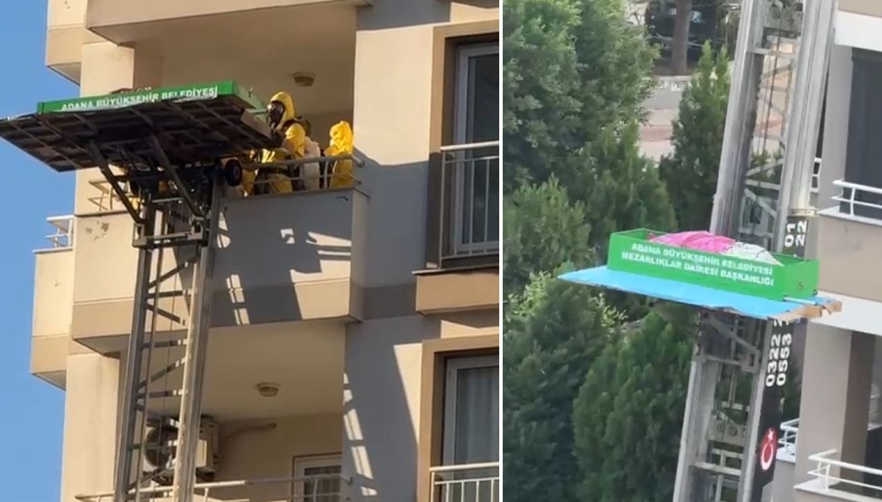 Dairede cansız bedeni bulundu, cenazesi asansörlü araçla indirildi