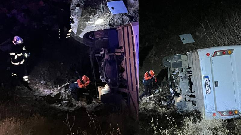 Siirt’te feci kaza: Maden işçilerini taşıyan midibüs uçuruma yuvarlandı, 2’si ağır 15 yaralı